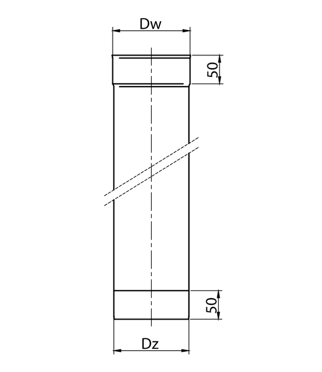 Fumio Gegalvaniseerd rookkanaal 1000mm  Ø100mm 0,5mm