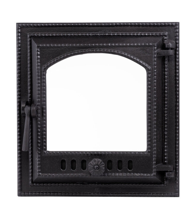 Ovendeur vierkant gietijzer 37x37 met glas