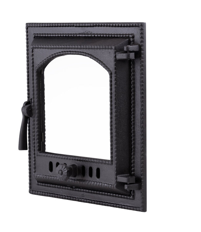 Ovendeur vierkant gietijzer 37x37 met glas
