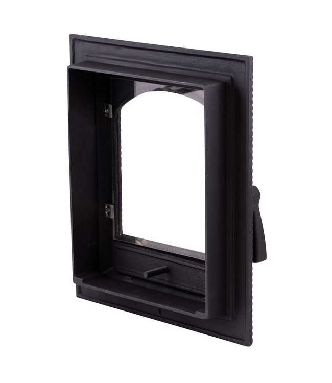Ovendeur vierkant gietijzer 37x37 met glas