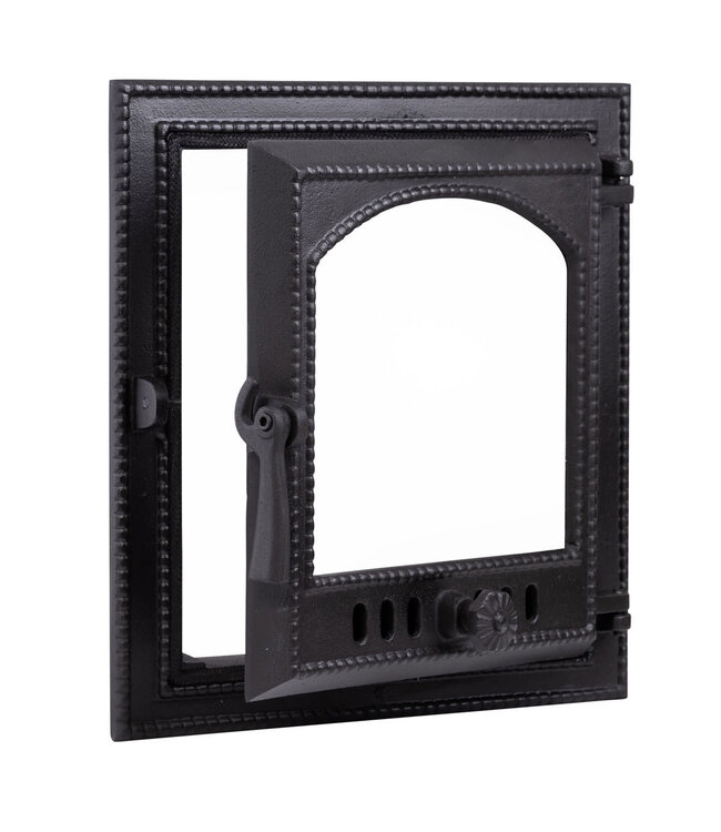 Ovendeur vierkant gietijzer 37x37 met glas