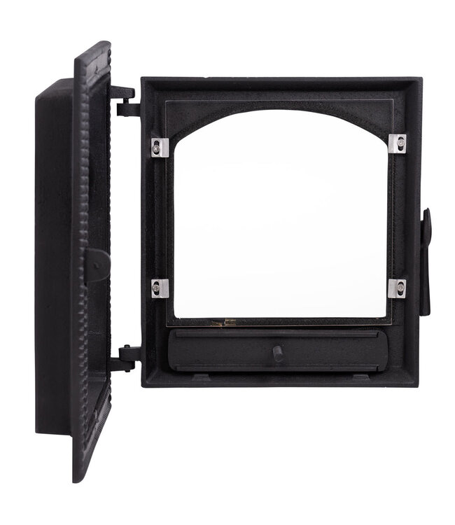 Ovendeur vierkant gietijzer 37x37 met glas