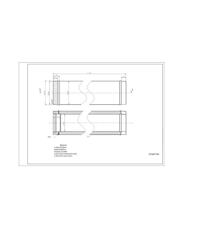 Fumio Kachelpijp 1000mm dubbelwandig Ø200/Ø150mm 0,5mm RVS