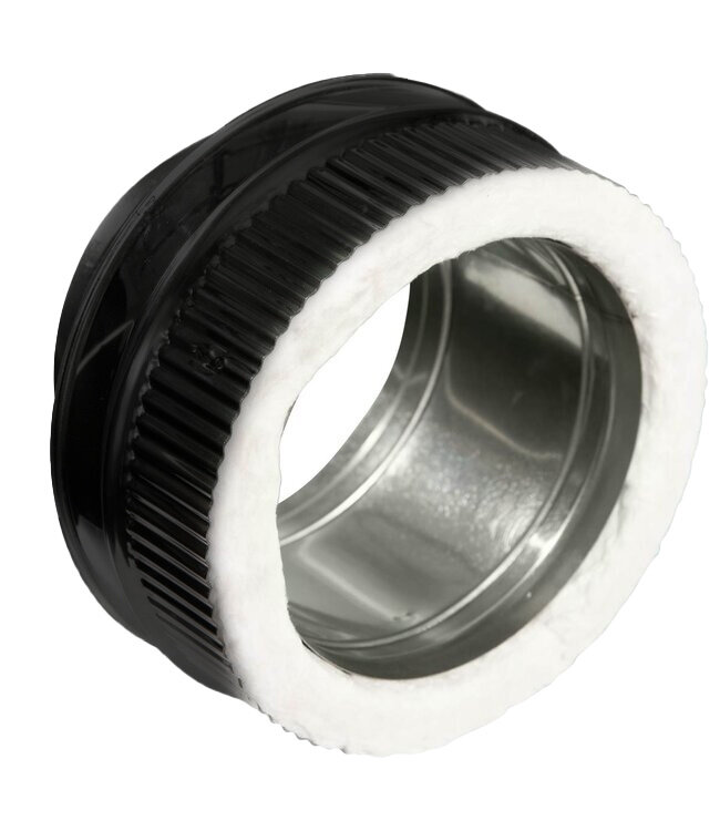 Fumio Verloop 150mm. enkelwandig naar dubbelwandig 150/200 Zwart