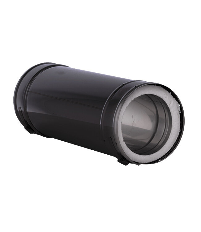 Fumio Kachelpijp 500mm dubbelwandig Ø200/Ø150mm 0,5mm RVS Zwart