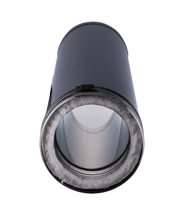 Fumio Kachelpijp 500mm dubbelwandig Ø200/Ø150mm 0,5mm RVS Zwart