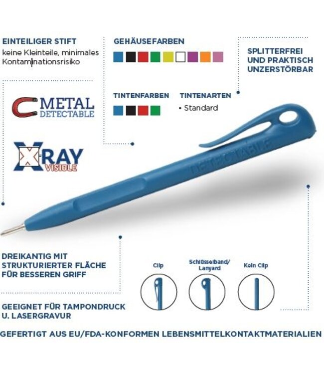 Stylo à bille détectable, ONE-Piece/Stylo monobloc (Paquet de 50 pièces)