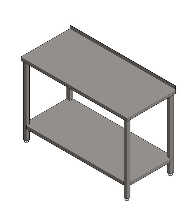 Arbeitstisch mit Ablageboden aus Edelstahl