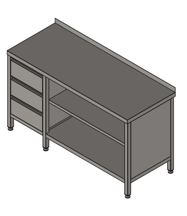 Tisch mit Schubladenstock - Zwischenboden