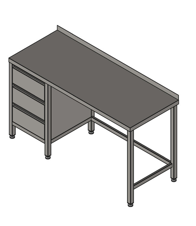 Tisch mit Schubladenstock - U-Verstrebung