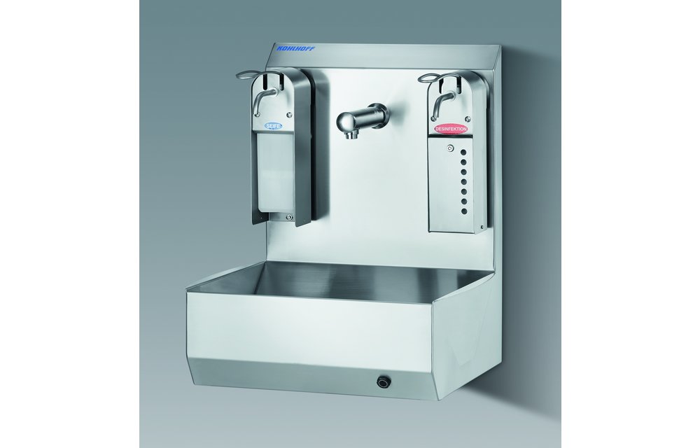 Handwaschbecken Sensorbedienung Rückwand aus Edelstahl