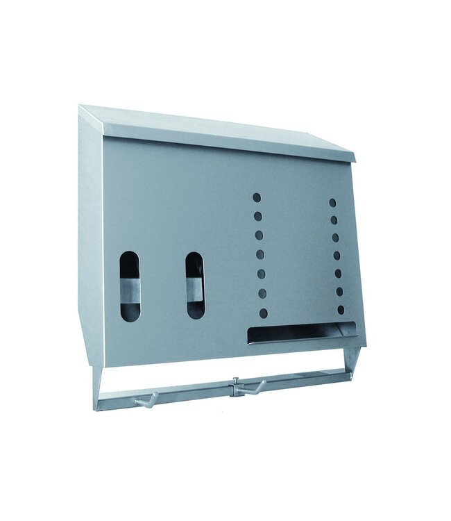 Dispenser multiplo con guida a gancio | 3 scomparti con parete divisoria in acciaio inox