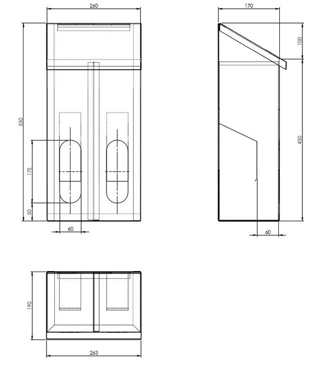 Einweg-Handschuhspender mit Schrägdach aus Edelstahl für 2 Boxen