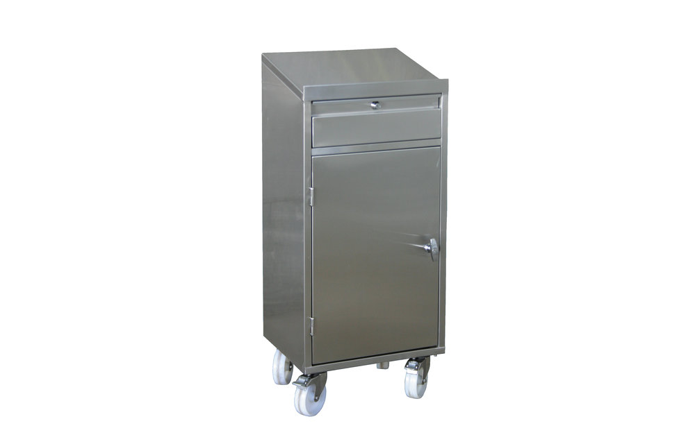Stehschrank mit 1 Schubalde aus Edelstahl