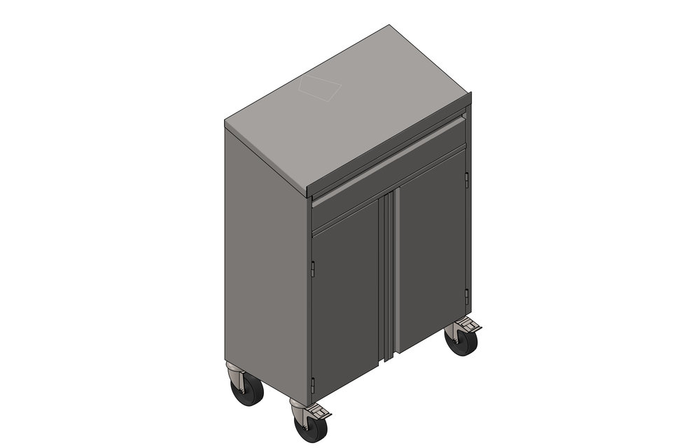Stehschrank mit 1 Schubalde aus Edelstahl