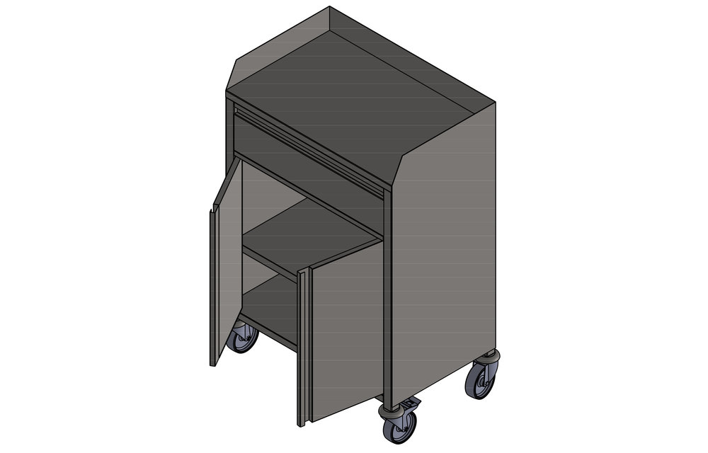 Stehschrank mit Schublade aus Edelstahl
