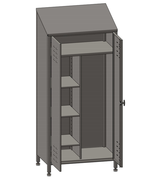 Ablage- und Besenschrank aus Edelstahl