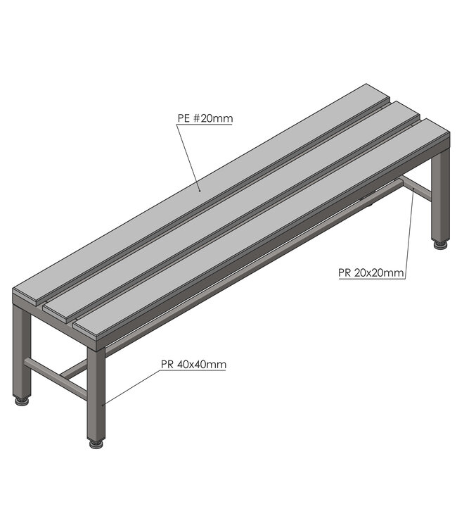 Sitzbank mit PE Sitzfläche aus Edelstahl