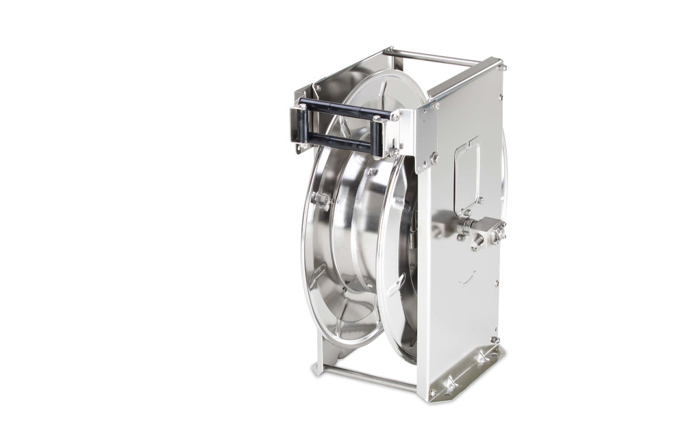 automatischer Schlauchaufroller aus Chromstahl 1/2" - 22 bis 25 m