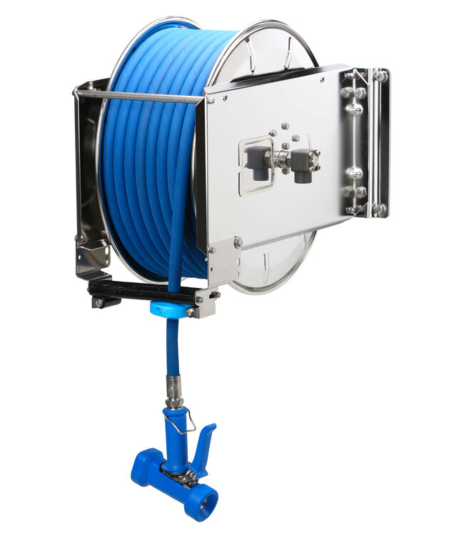 automatischer Schlauchaufroller aus Chromstahl 1/2" - 35 bis 37 m