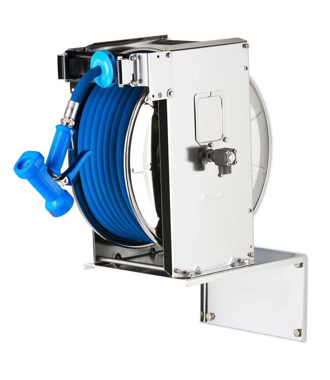 automatischer Schlauchaufroller aus Chromstahl 1/2" - 35 bis 37 m