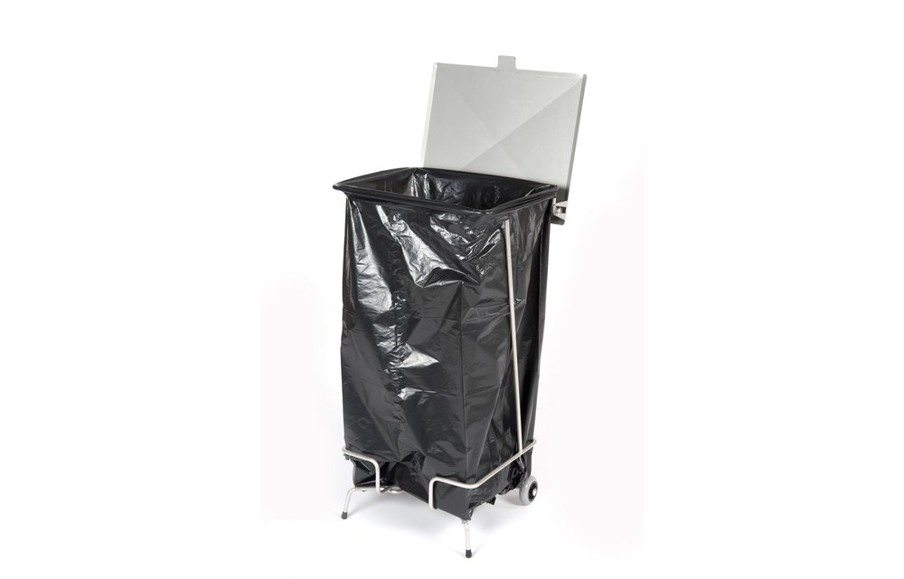 Abfallsackhalter fahrbar mit Deckel aus Edelstahl