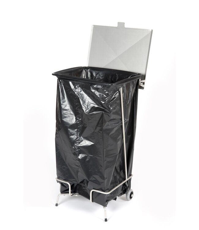 Porta sacchi mobili per rifiuti 100 litri - con coperchio