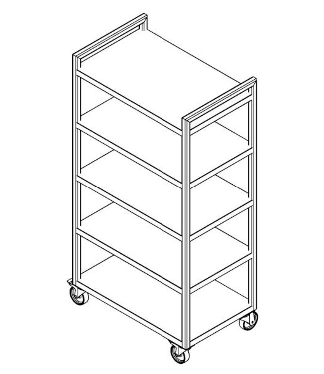 Carrello a ripiani per contenitori Euronorm in acciaio inossidabile