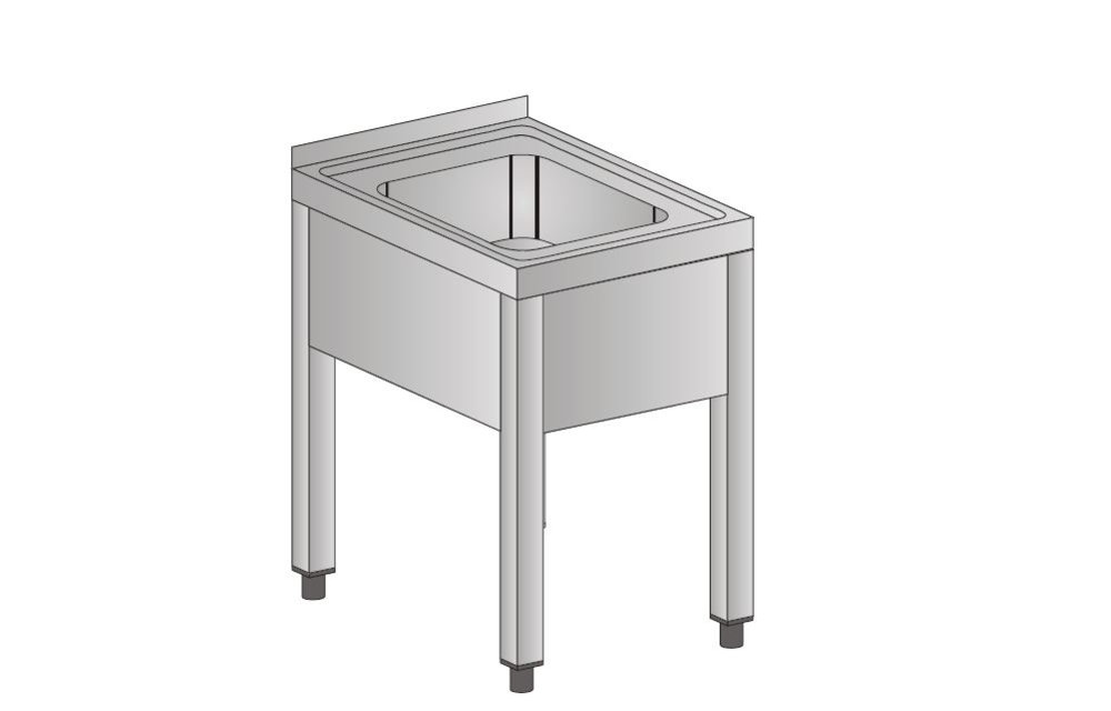 Spültisch 1 Becken aus Edelstahl