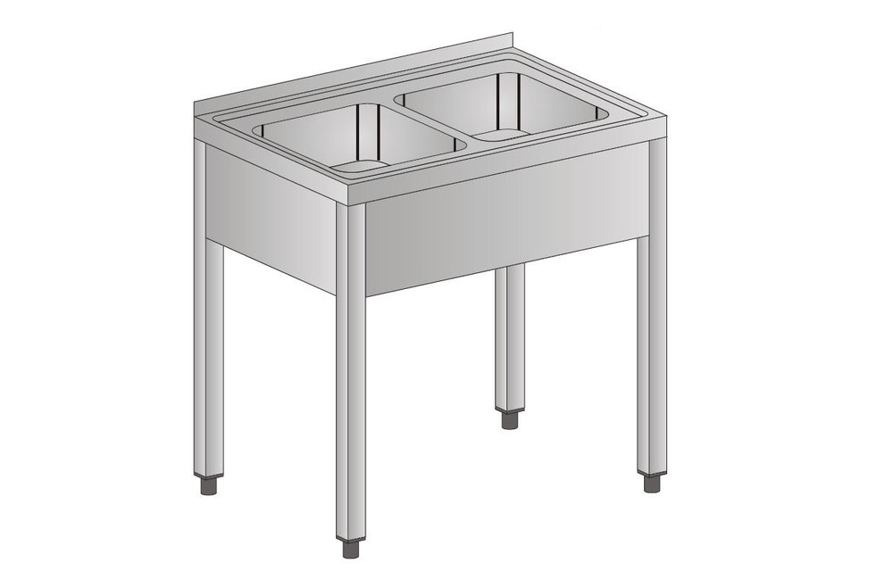 Spültisch 2 Becken aus Edelstahl