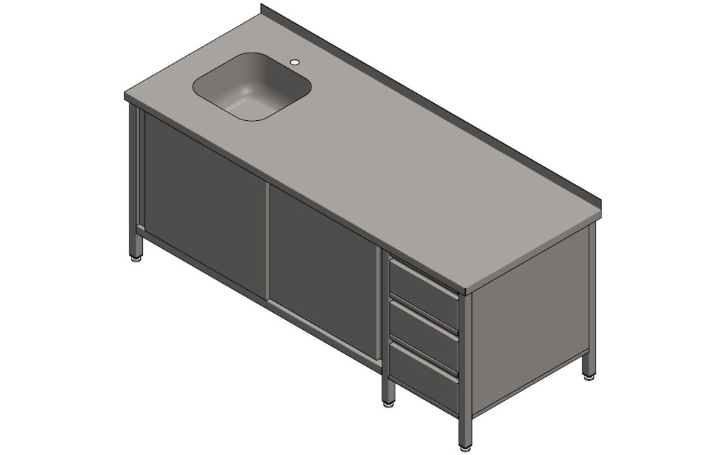 Spülschrank mit Schubladenstock aus Edelstahl