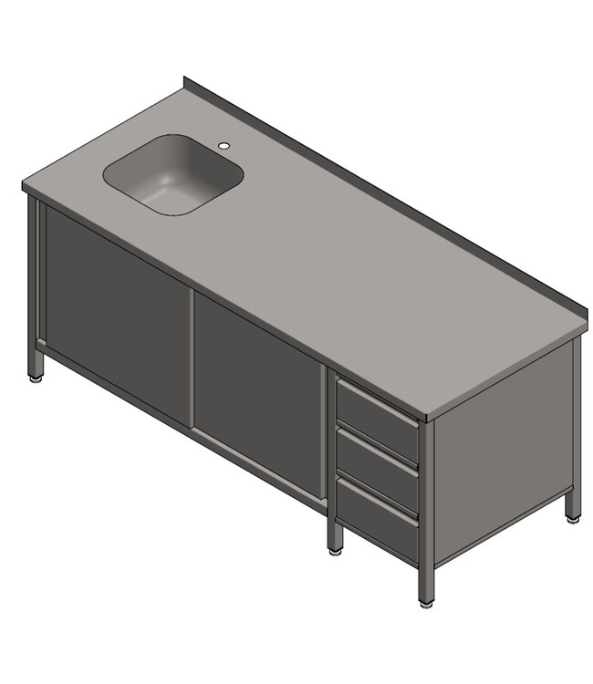 Spülschrank mit Schubladenstockk aus Edelstahl