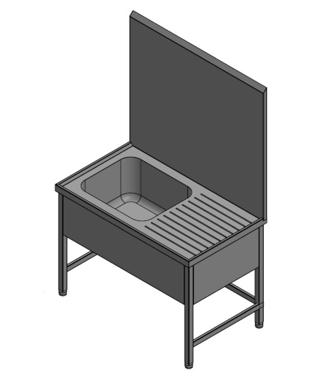 Spültisch mit Rückwand aus Edelstahl