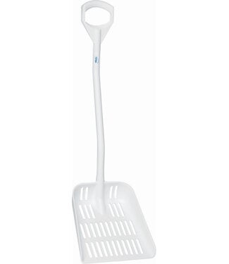 Vikan Hygiene Reinigungsgeräte Ergonomische Schaufel mit Abflusslöchern, 380 x 340 x 90 mm, 1145 mm, Weiss