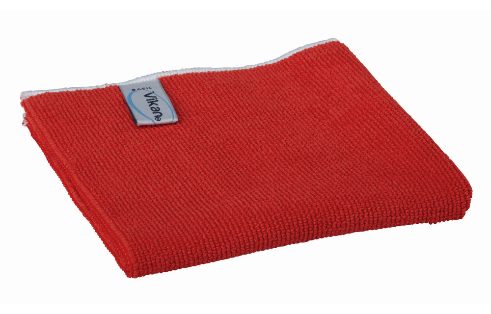Vikan Tissu Basic en microfibres , 32 x 32 cm, Rouge (Pack à 5 Stück)
