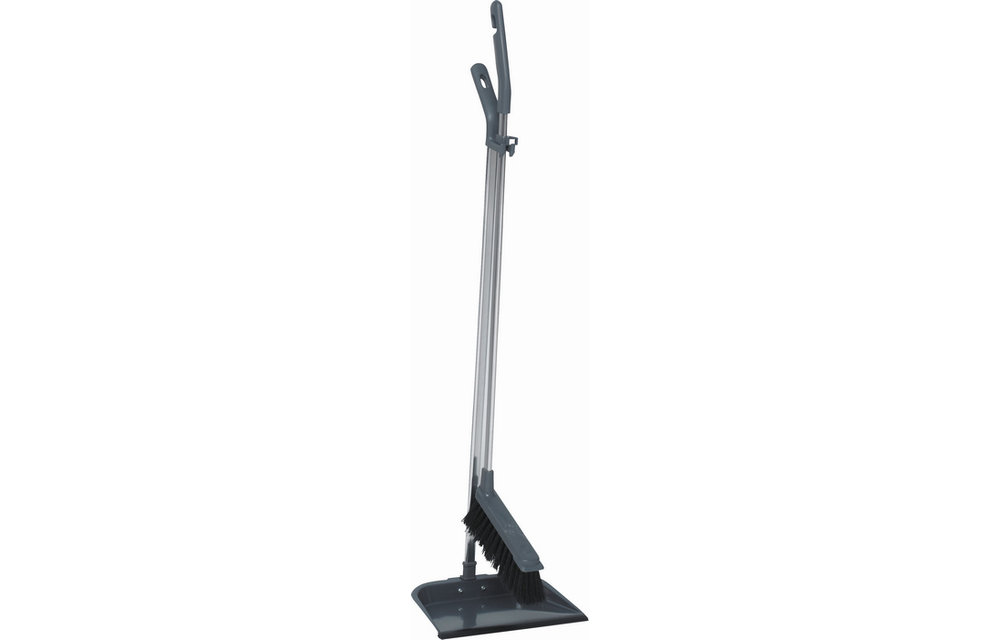 Vikan Langstielige Metal-Kehrschaufel mit Besen, 900 mm