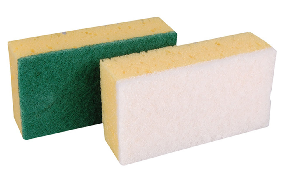 Pad éponge professionnelle jaune / blanc - lot de 10