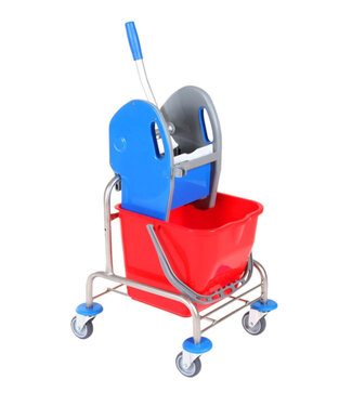 Reinigung allgemein Chariot à roulettes unique avec presse à mop | Acier inoxydable Reinigung allgemein Chariot à roulettes unique avec presse à mop | Acier inoxydable