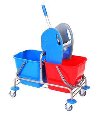 Reinigung allgemein Chariot à roulettes double avec presse à mop | Acier inoxydable