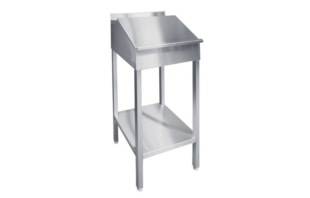 Pupitre avec plateau de rangement en acier inoxydable