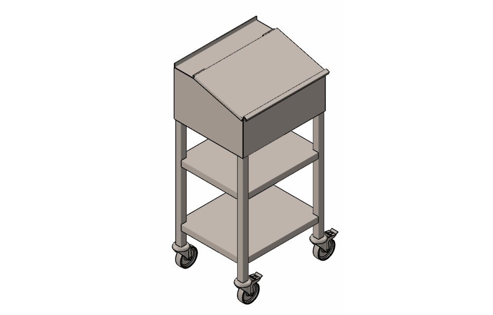 Pupitre avec plateau de rangement en acier inoxydable