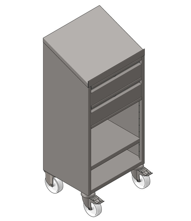 Stehschrank vorne offen aus Edelstahl