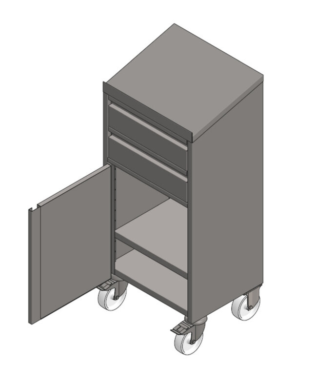 Stehschrank mit 2 Schubalden aus Edelstahl