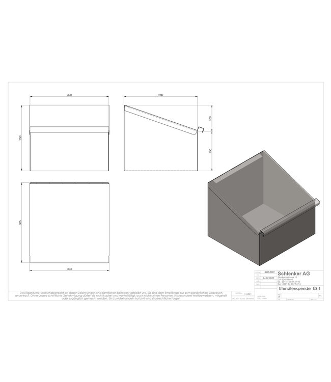 Distributore di utensili per indumenti monouso, in acciaio inox