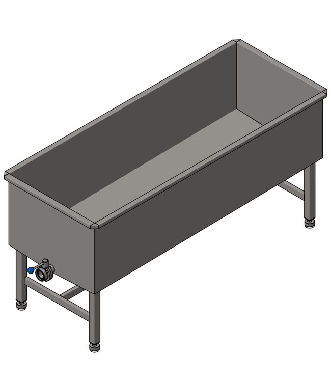 Bac de désinfection 400 Litres, version carrée en acier inoxydable