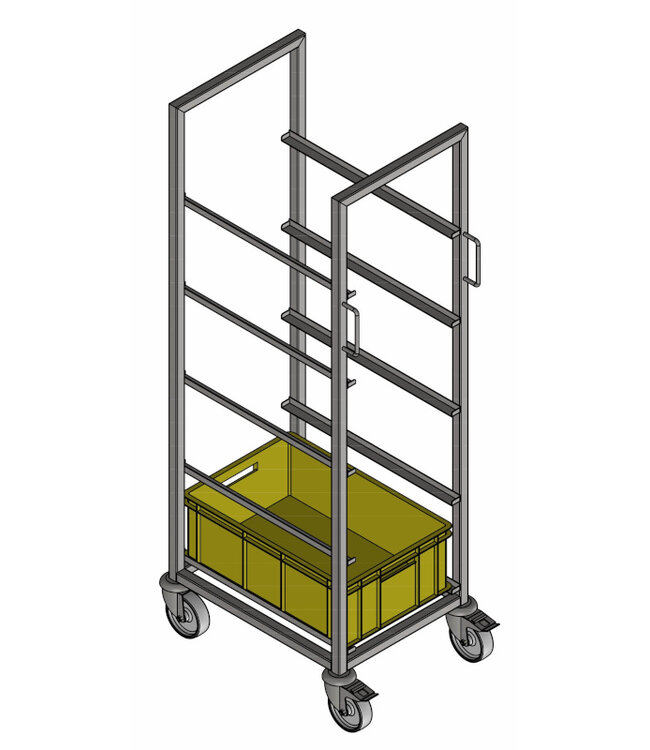 Chariot de transport pour bacs Euronorm - E3 en acier inoxydable