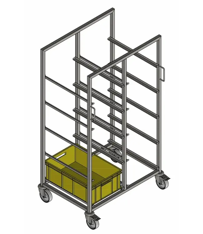Chariot de transport pour bacs Euronorm - E3 en acier inoxydable