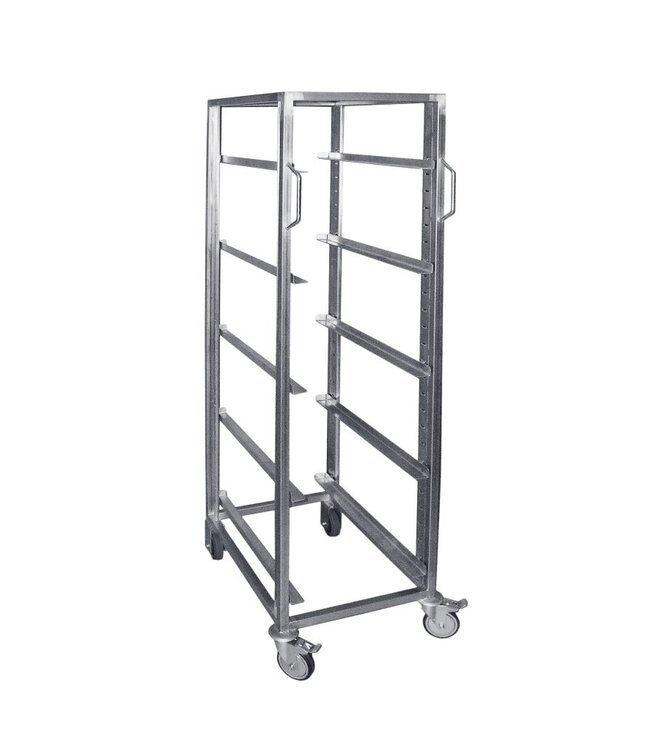 Chariot de transport pour bacs Euronorm - réglable en acier inoxydable