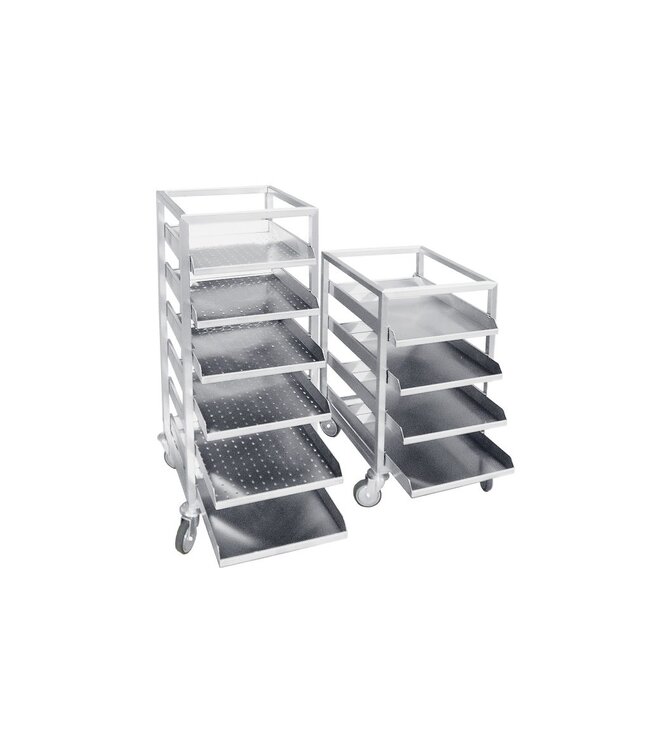 Carrello di trasporto con ripiani estraibili in acciaio inox