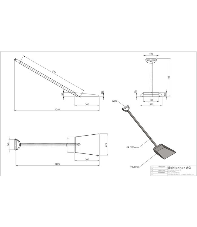 Schaufel aus Edelstahl 1.4301
